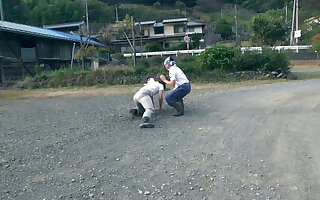 Beautiful Japanese teens get their muted pussies fucked in orgy elbow daddy's house!