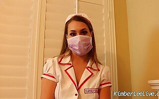Nurse Kimber Lee Gives Handjob in her Purple Latex Gloves!