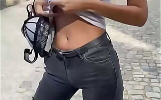Risky Public Flashing with POV Blowjob in old traveller castle
